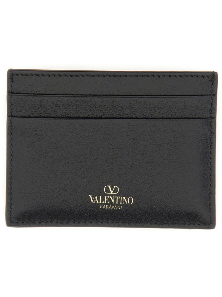 Valentino Rockstud Leather Card Holder