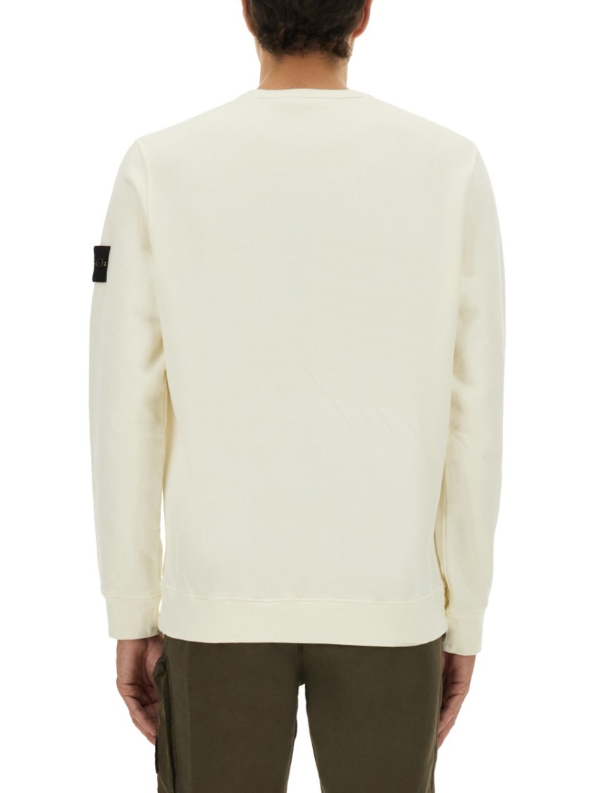 Stone Island Textured Knit Sweater With Crew Neckline In Neutral