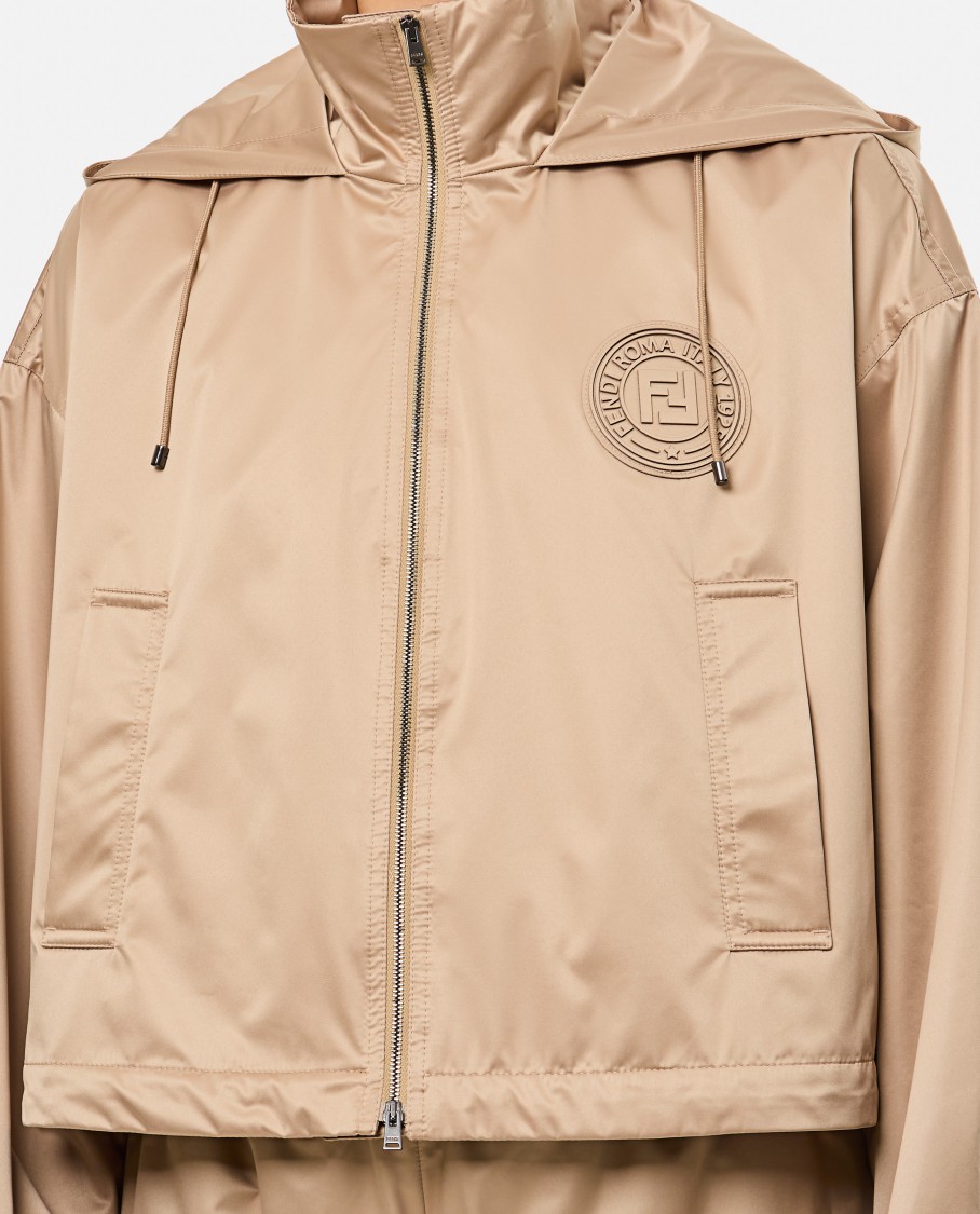 Fendi Women Cappuccino Polyester Windbreaker In Neutral