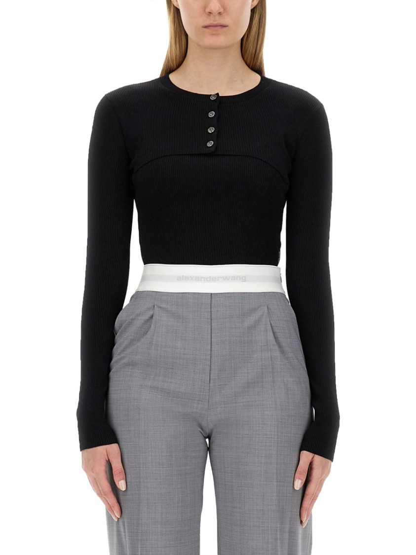 Alexander Wang Two Piece Cropped Set In Black