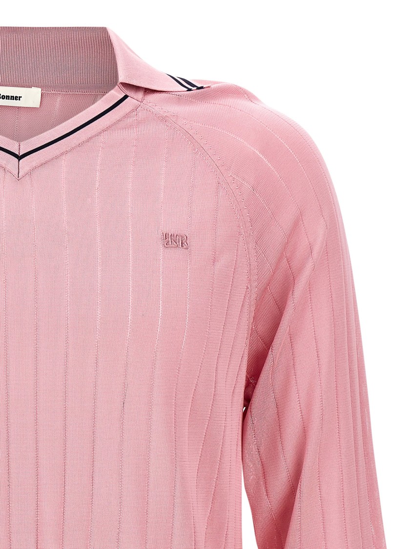 Wales Bonner Roots Polo Shirt Sweater In Pink