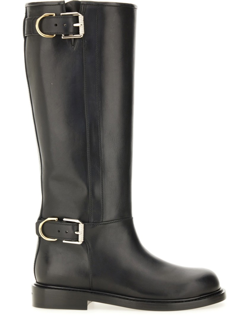 Givenchy Voyou Leather Buckle Tall Moto Boots