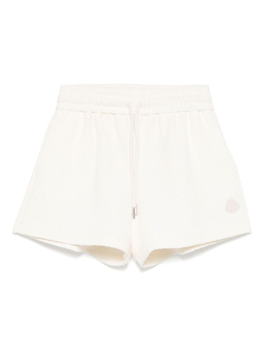 Moncler Relaxed-fit White Shorts With Elastic Waistband In Neutral