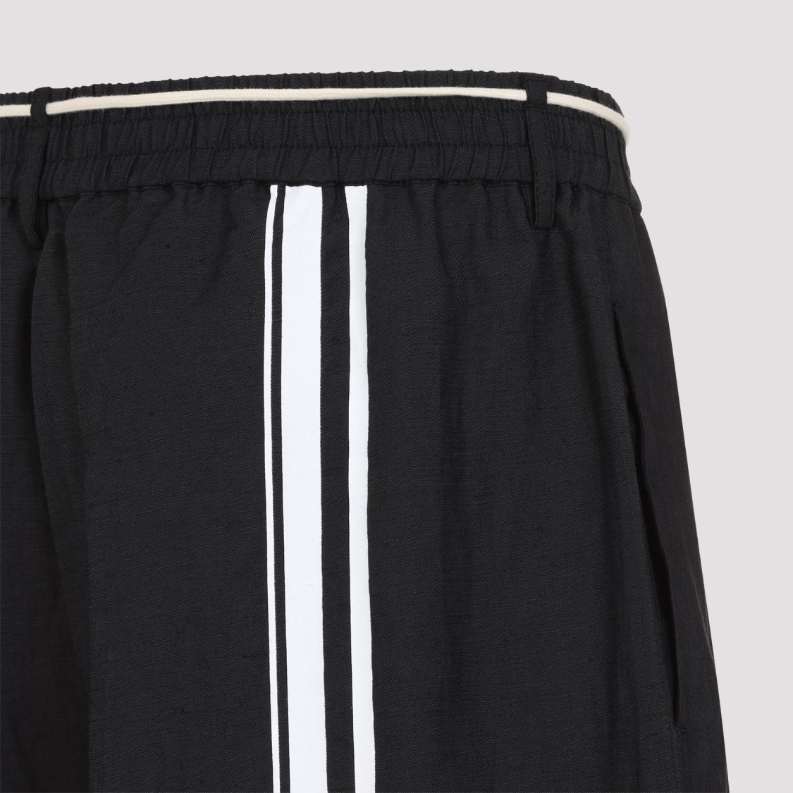 Mordecai Black Virgin Wool Pleated Drawstring Structured Wool Trousers In Black