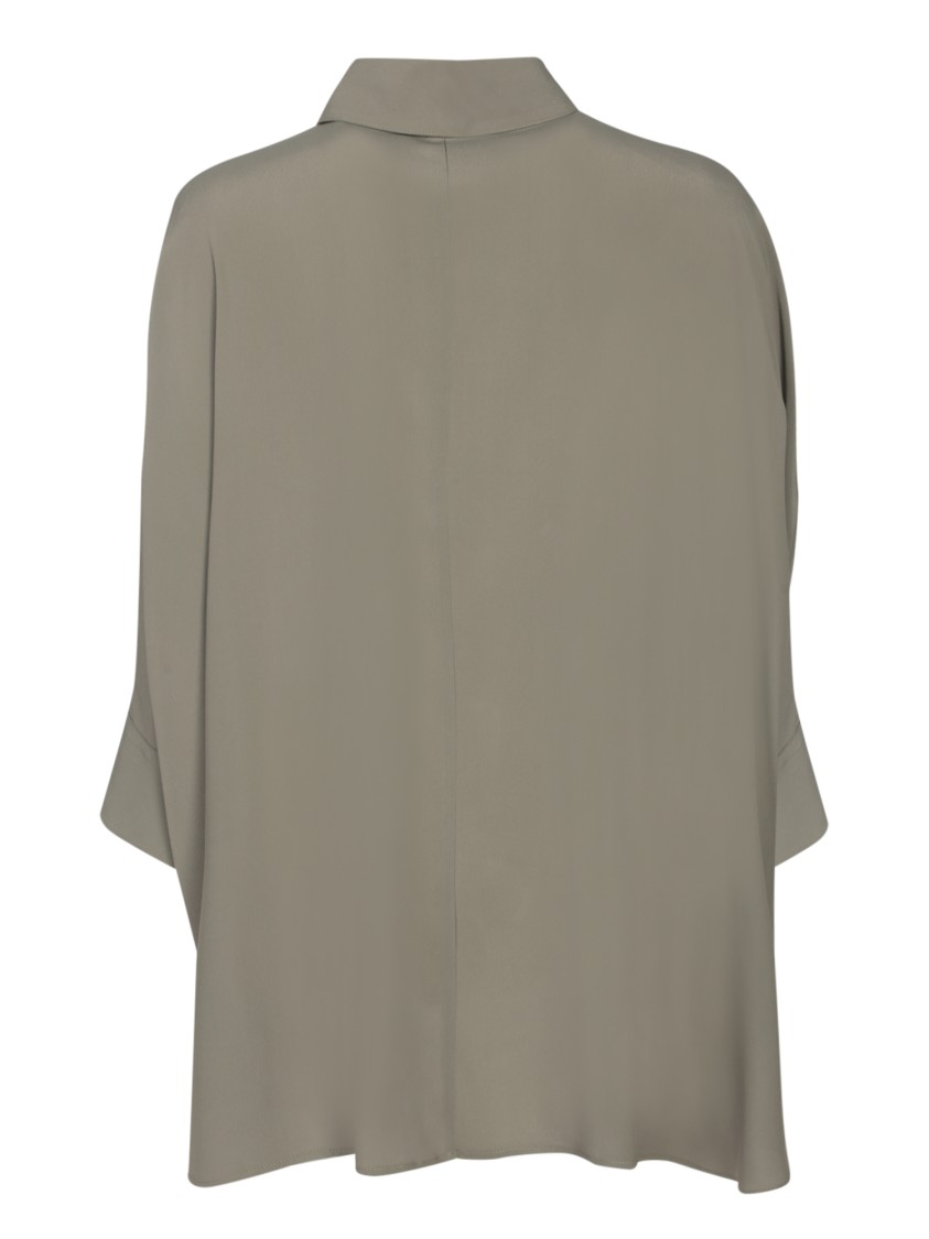 BLANCA VITA BLANCA VITA MILITARY GREEN SILK BLEND SHIRT 