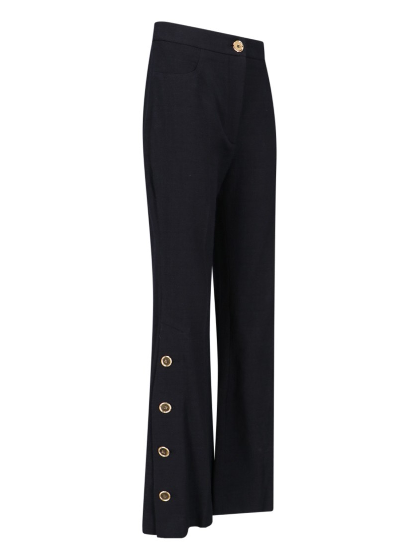 Patou Wide-leg Black Cotton Twill Pants In Black