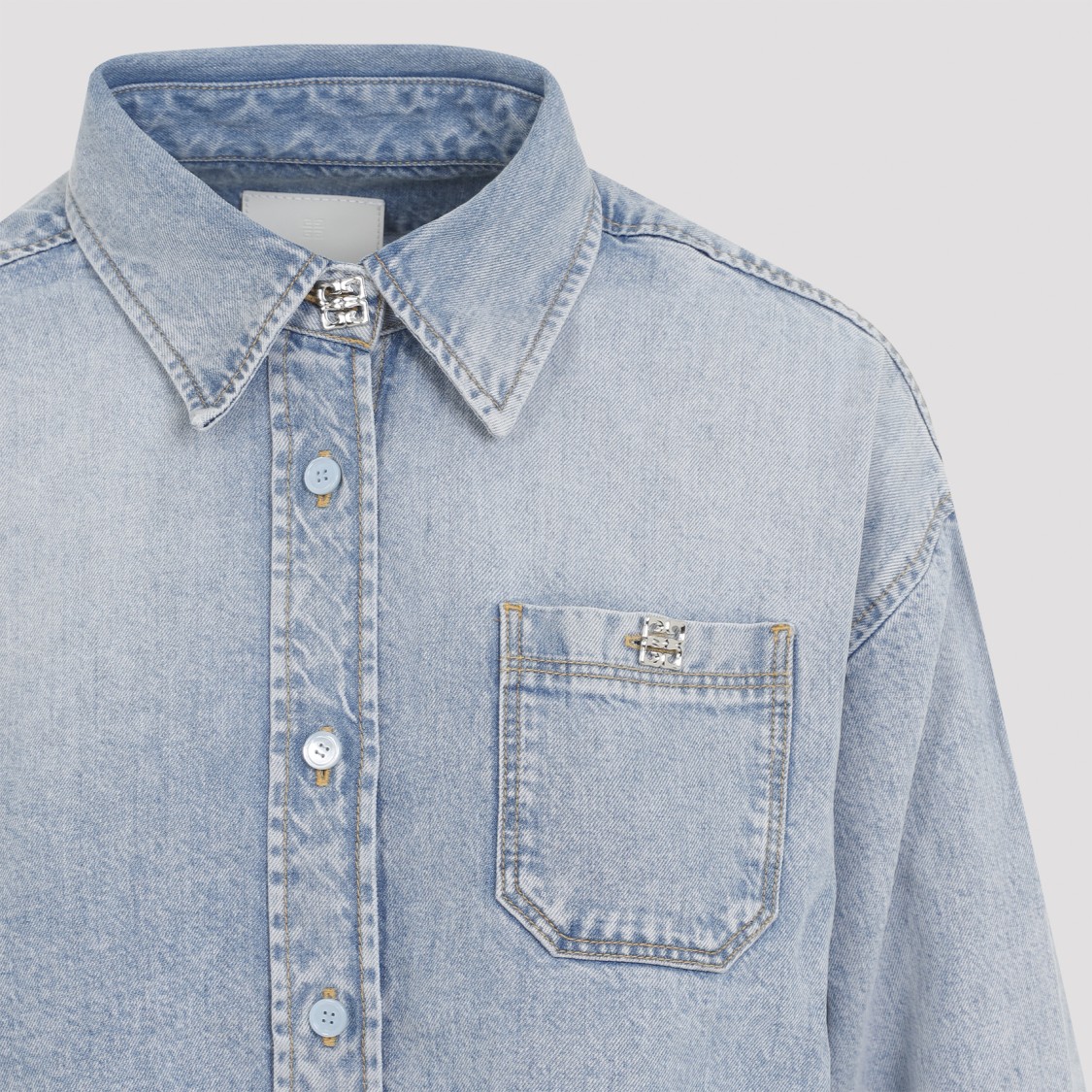 GIVENCHY GIVENCHY CROPPED LYOCELL SHIRT WITH POINTED COLLAR