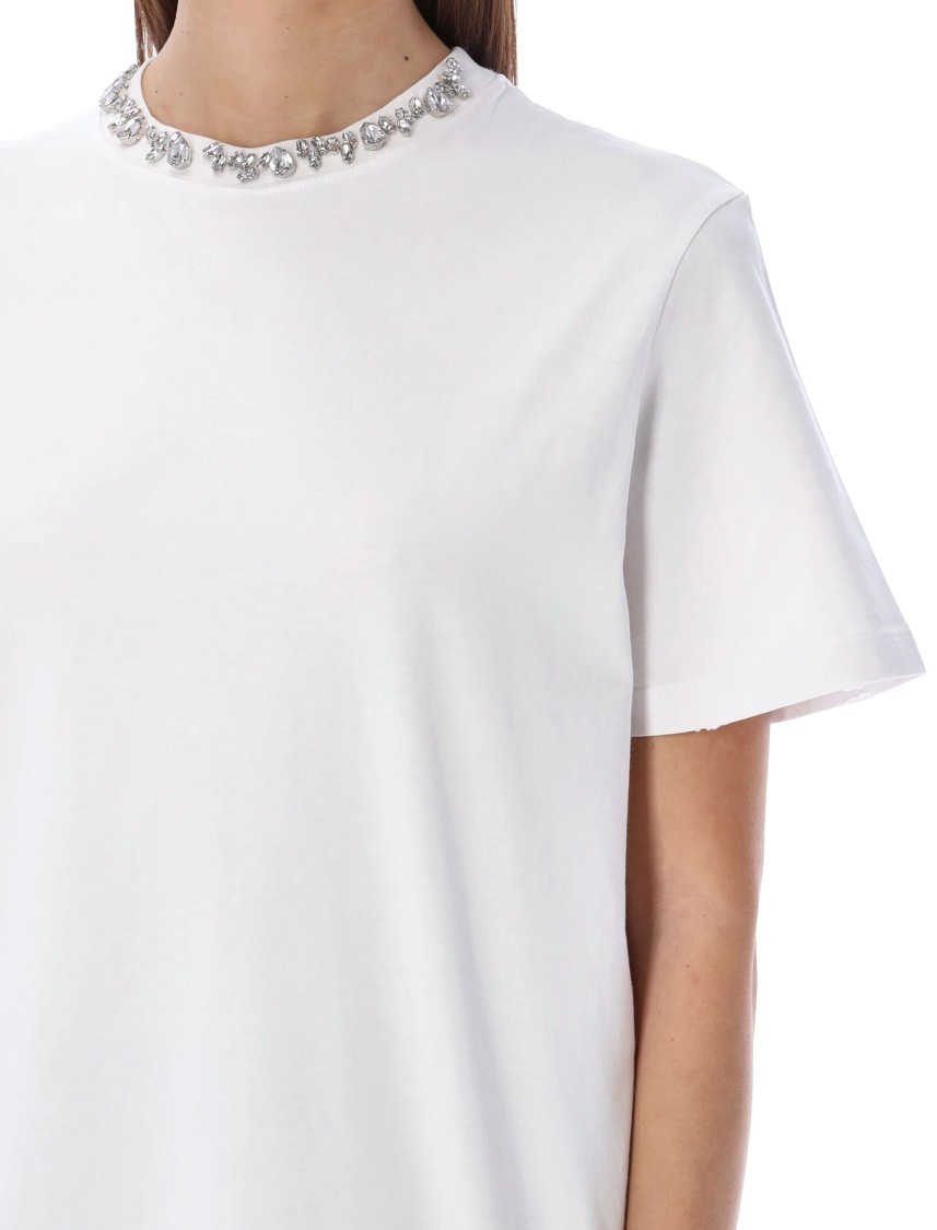 Golden Goose Relaxed Fit Rhinestone-embellished White T-shirt In White