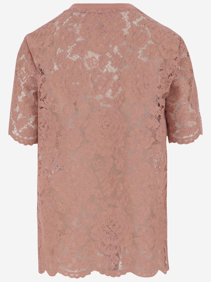 Dolce & Gabbana Dolce&gabbana Pink Lace T Shirt In Pink