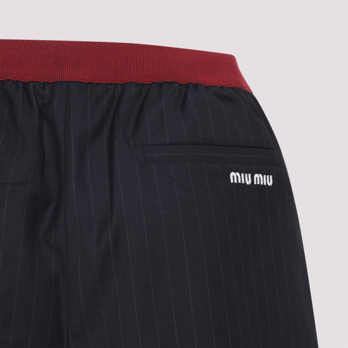 Miu Miu Tailored Black Virgin Wool Bermudas In Blue