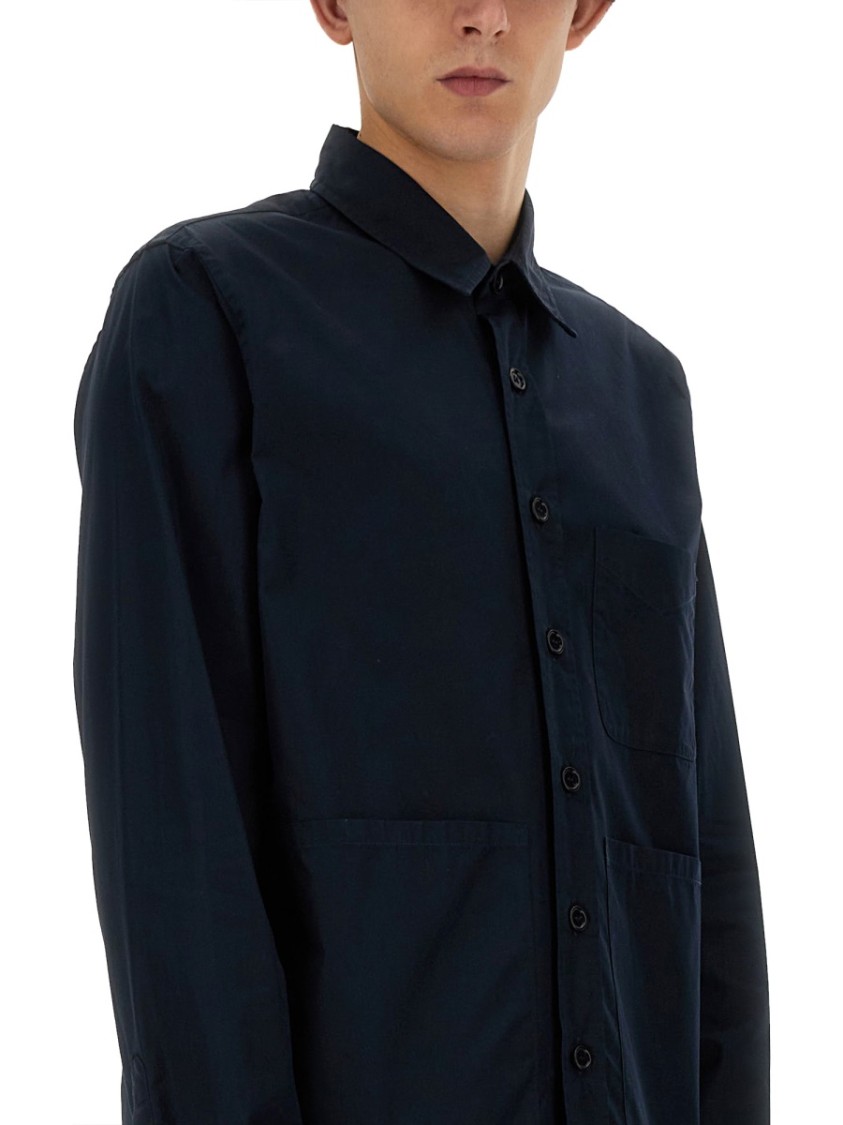 Shop Aspesi Structured Button-up Shirt In Blue