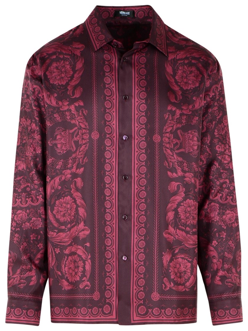 VERSACE VERSACE BURGUNDY SILK SHIRT