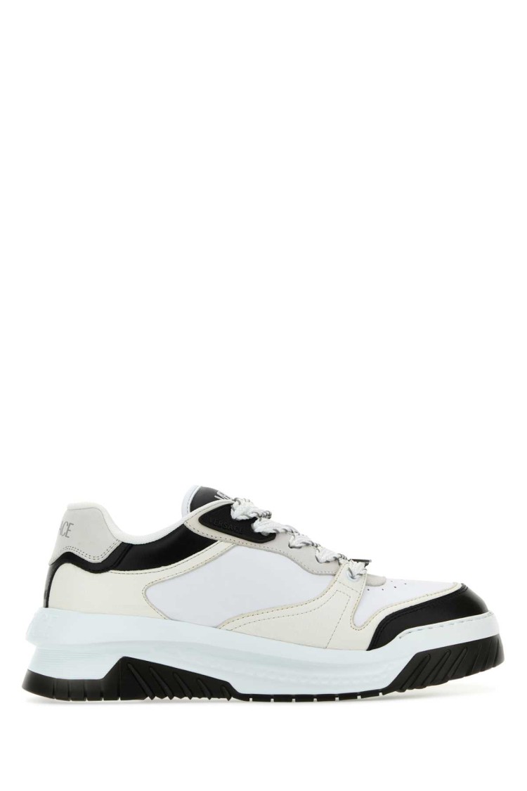 Versace Multicolor Leather Odissea Sneakers In White