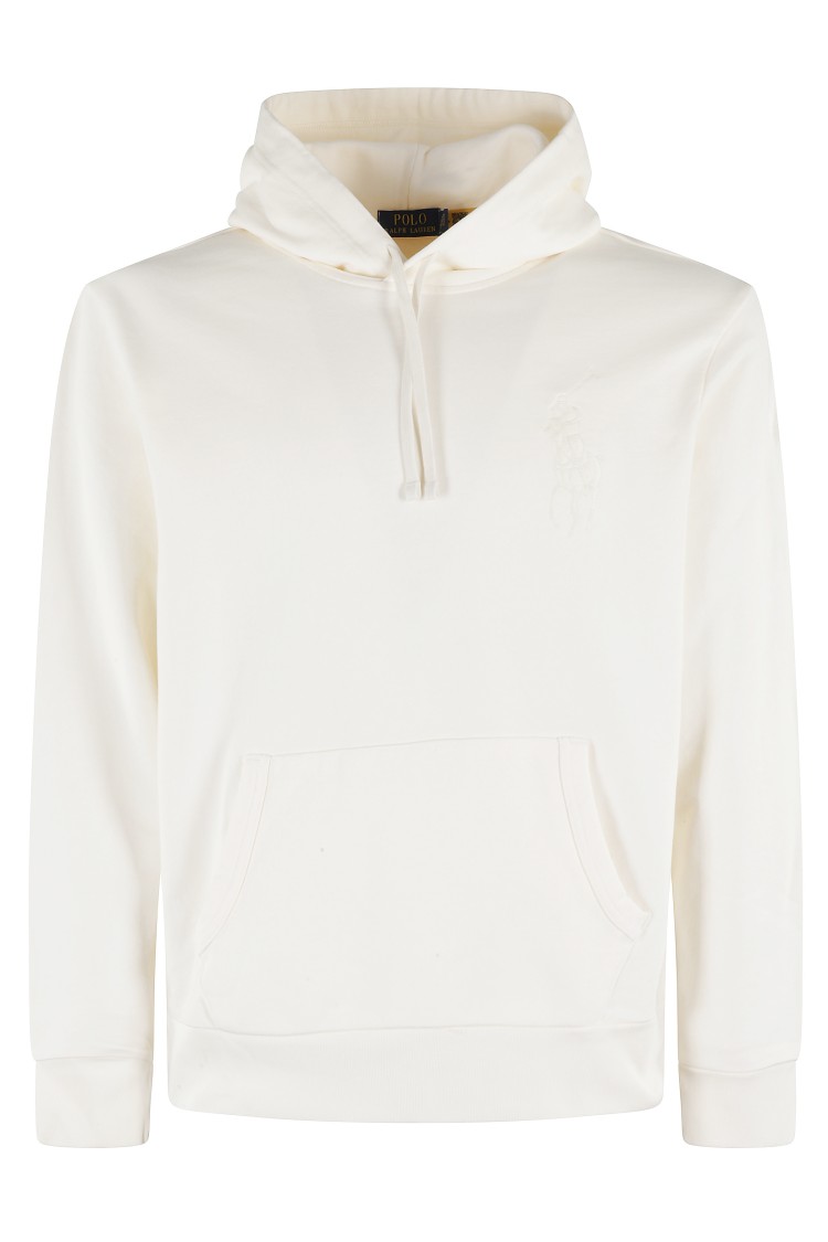Shop Polo Ralph Lauren Cream Cotton Hoodie In White