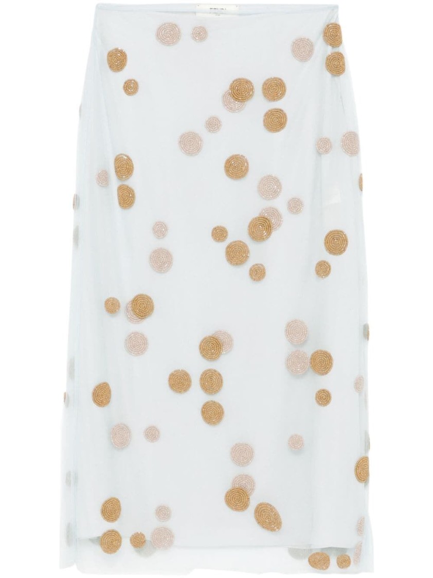 Fendi Sheer Polyamide Maxi Skirt With Circular Embellishments