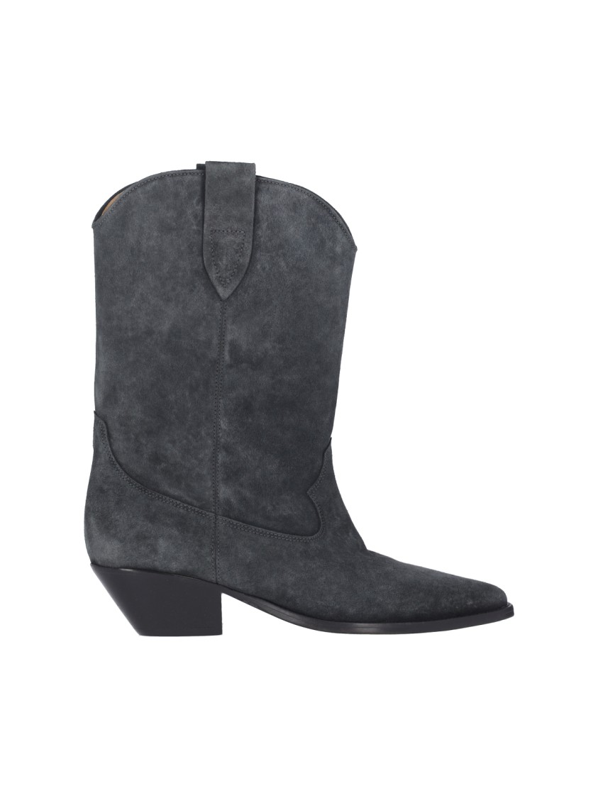 Isabel Marant Mid-height Block Heel Suede Western Boots In Gray