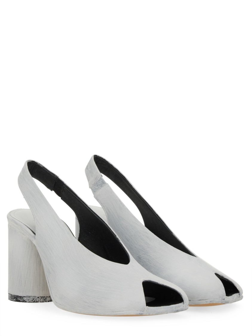 Mm6 Maison Margiela Block Heel Open Toe Sandals With Textured Finish