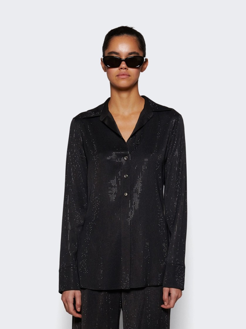 Alexander Wang Crystal Hotfix Slim Shirt Washed Charcoal In Black