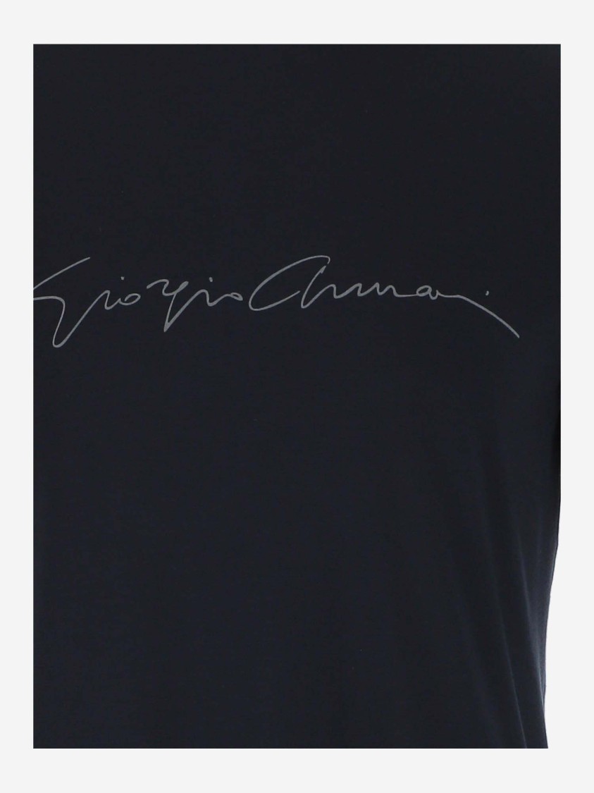 Shop Giorgio Armani Viscose Jersey T-shirt With Logo In Black