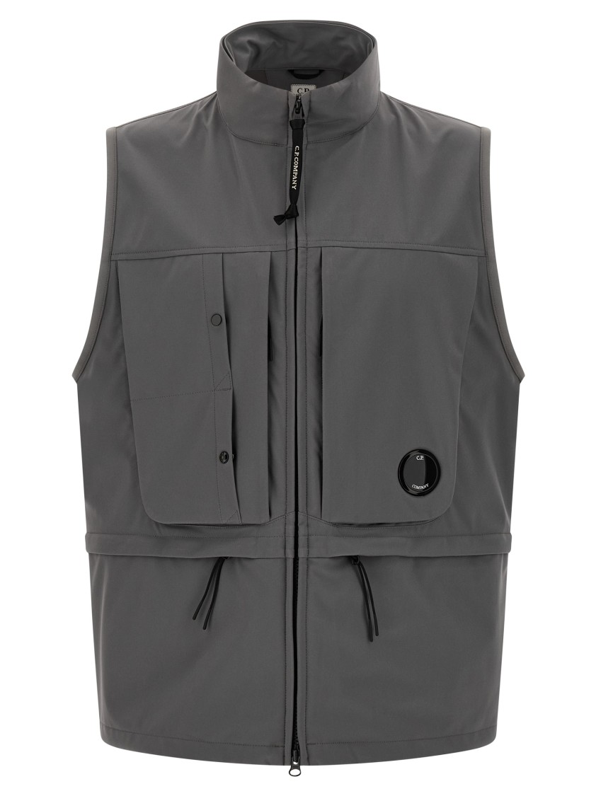 C.p. Company Shell Hooded Sleeveless Jacket In Gray