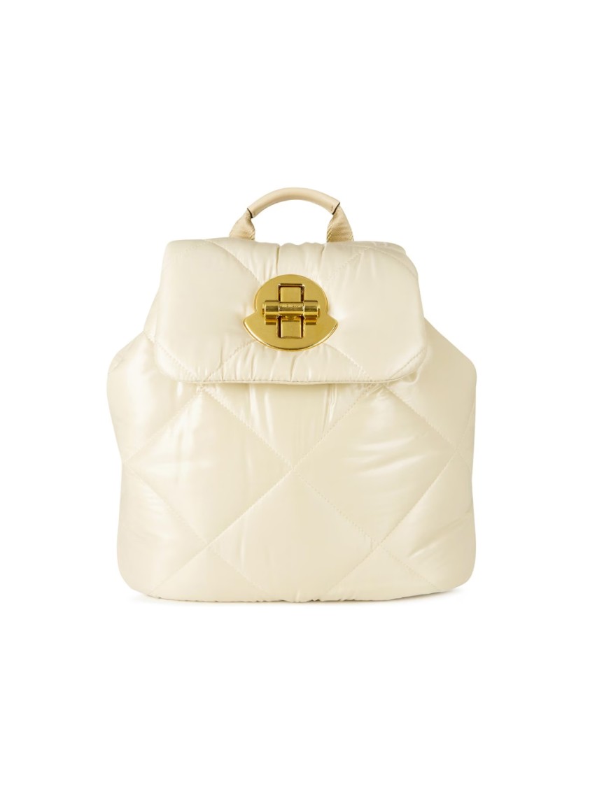 Moncler Puf Foldover Top Logo Backpack In Neutral