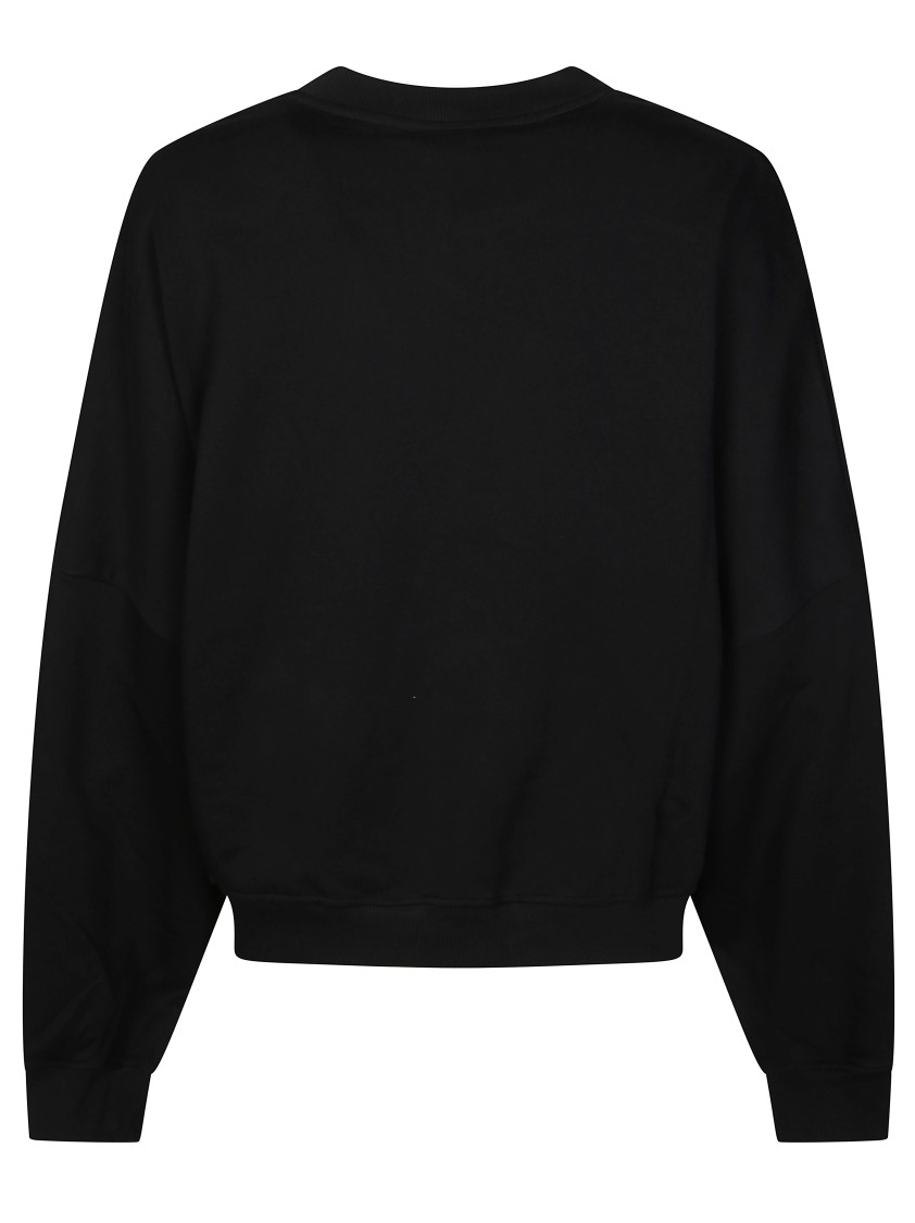 Marni Relaxed Fit Black Sweatshirt With Textured Logo In Black