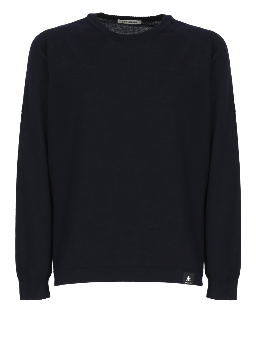 Premiata Ribbed Crewneck Cotton Sweater With Long Sleeves