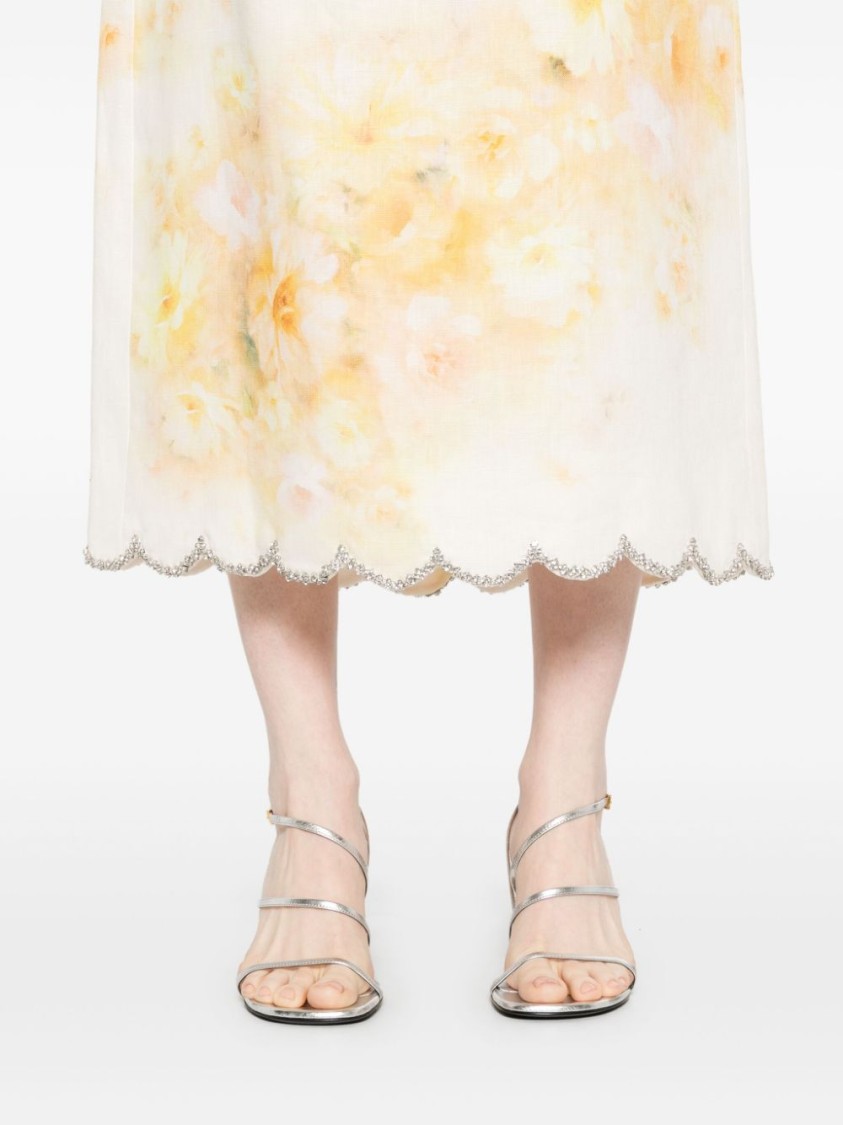 Zimmermann Women Printed Linen Crush Skirt In Yellow