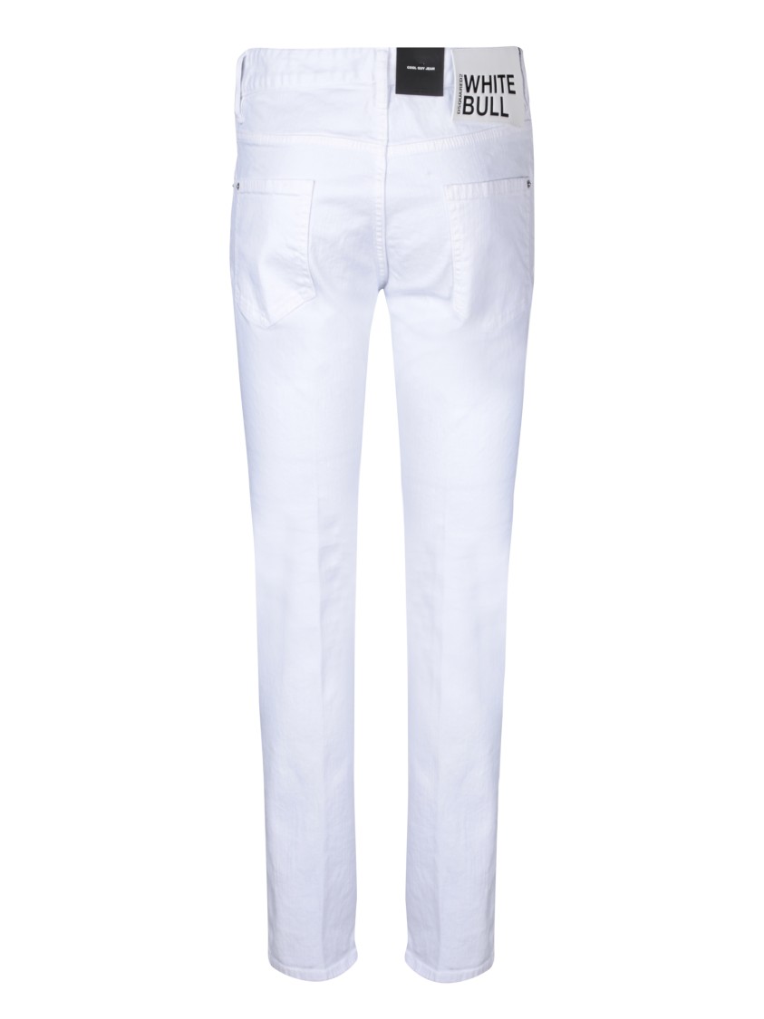 Shop Dsquared2 Straight Leg White Jeans In Silver