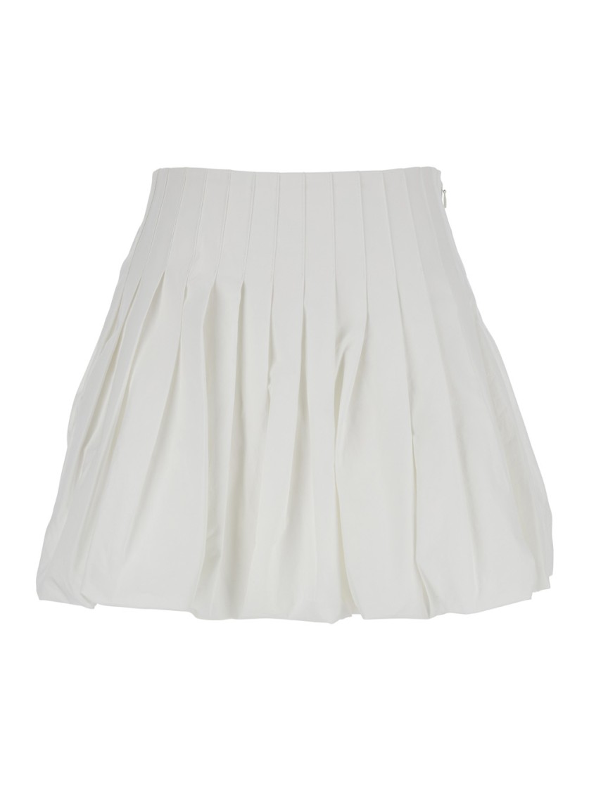 Epingler White Mini Skirt With Concealed Side Zip Closure And Pleated Details In Cotton Woman In White