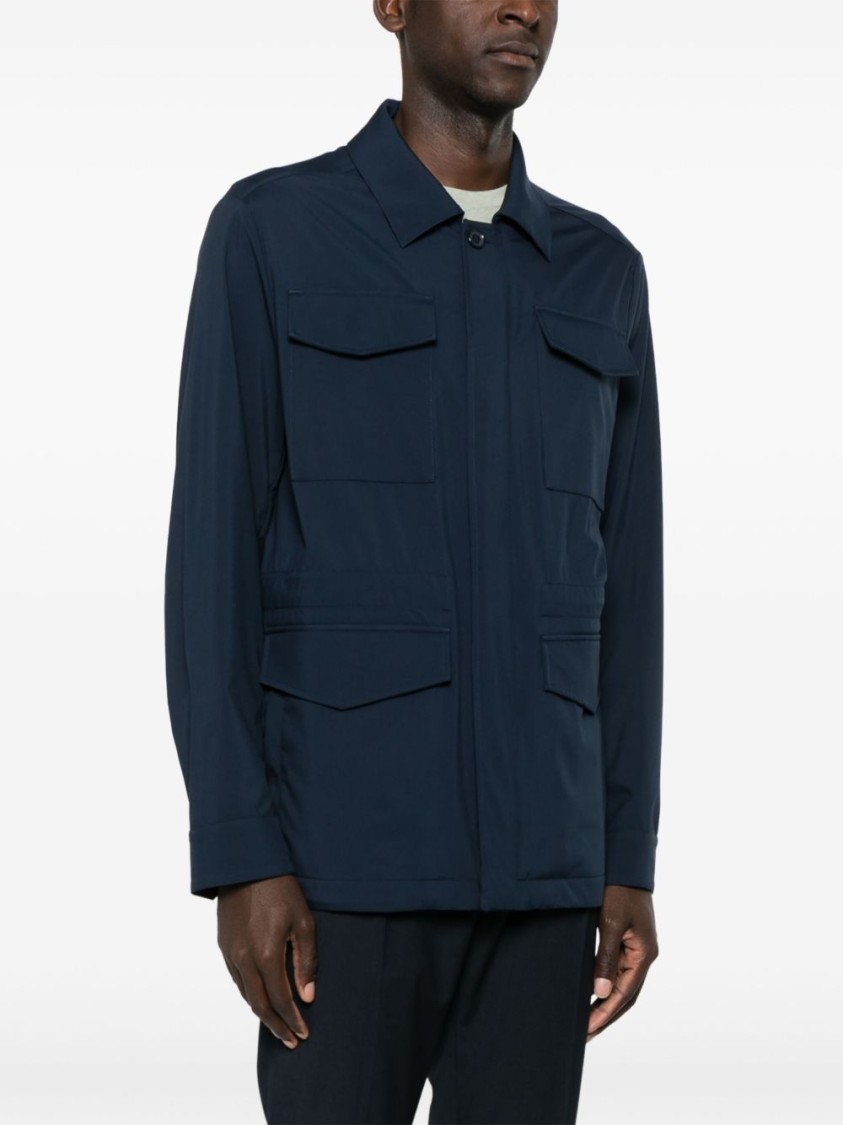 Paul & Shark Navy Blue Jacket With Concealed Fastening And Flap Pockets