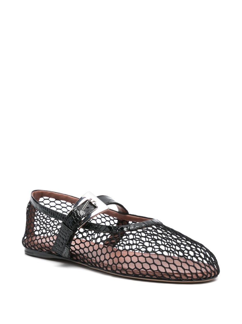 PARIS TEXAS PARIS TEXAS UNIQUE BLACK MESH FLATS WITH DELICATE BUCKLE STRAP