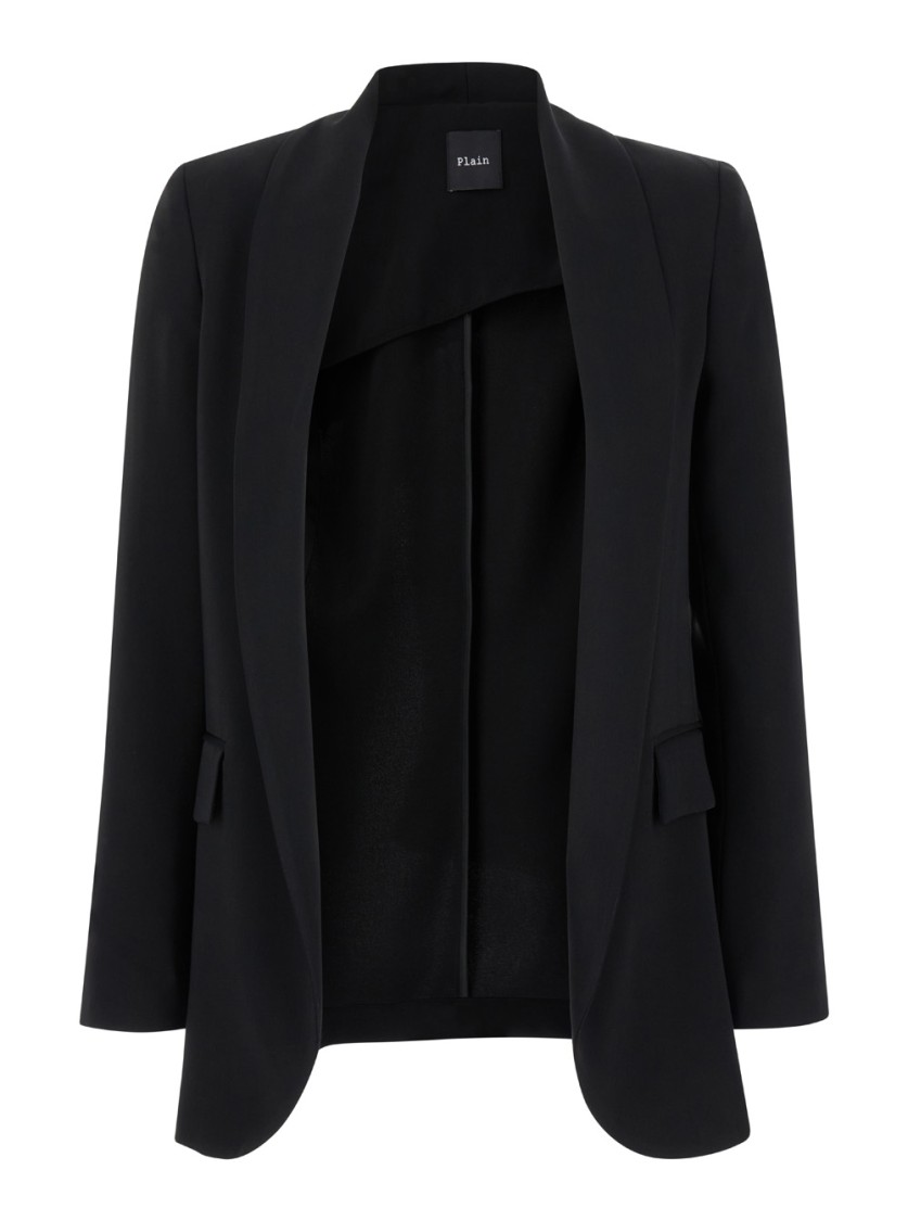 Shop Plain Black Open Jacket