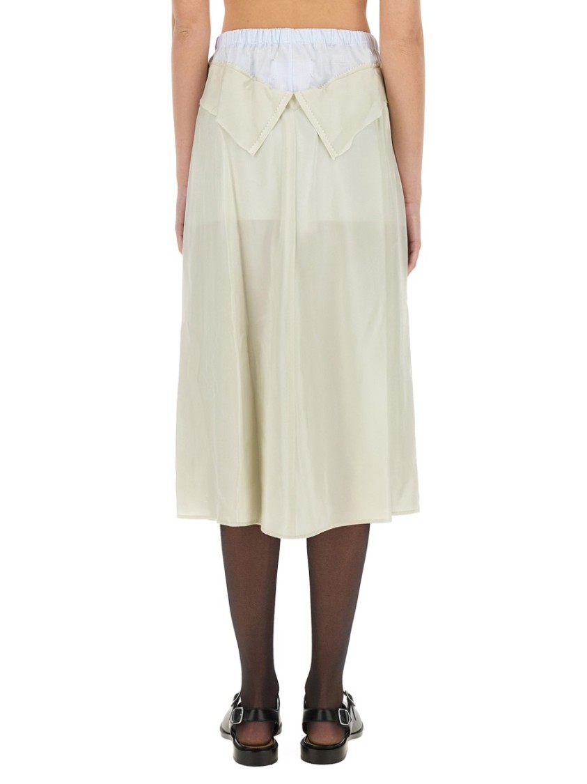 Maison Margiela Viscose Midi Skirt With Contrasting Waistband