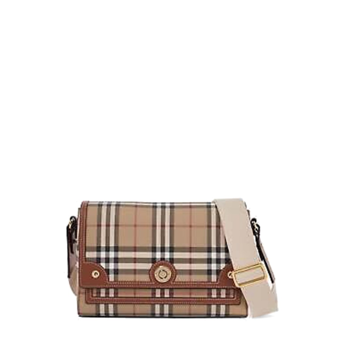 Burberry Classic Check Pattern Shoulder Bag With Flap Closure In Brown