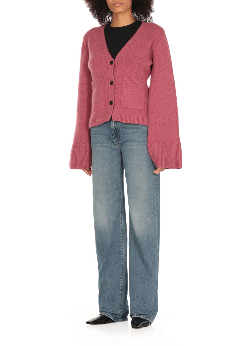 Khaite Scarlet V-neck Cashmere Cardigan In Pink