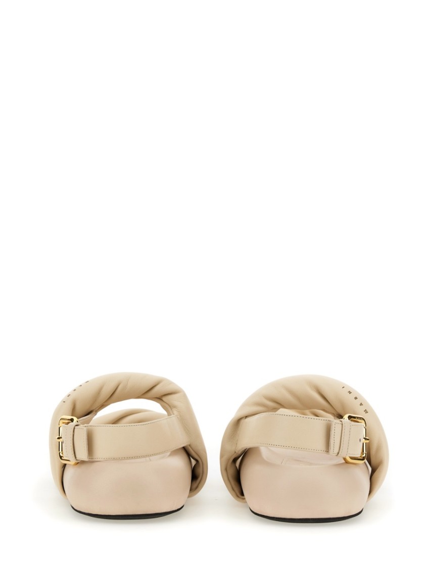 Marni Knotted Design Leather Sandals With Adjustable Buckle In Neutrals