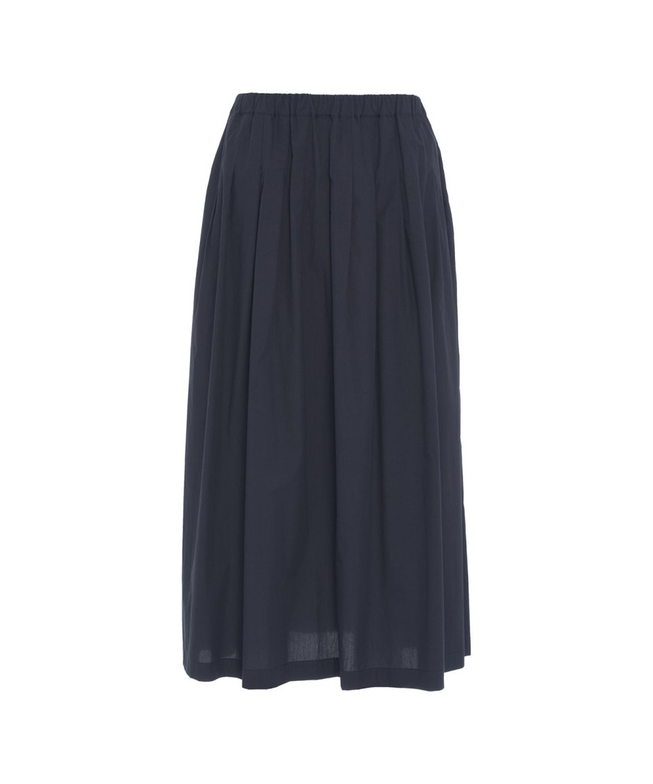 Ottod'ame Flowing Blue Midi Skirt With Pleats And Slip Pockets In Blue