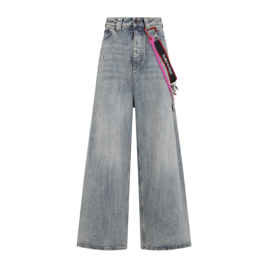 Balenciaga Wide-leg High Waist Jeans With Unique Accessory Chain