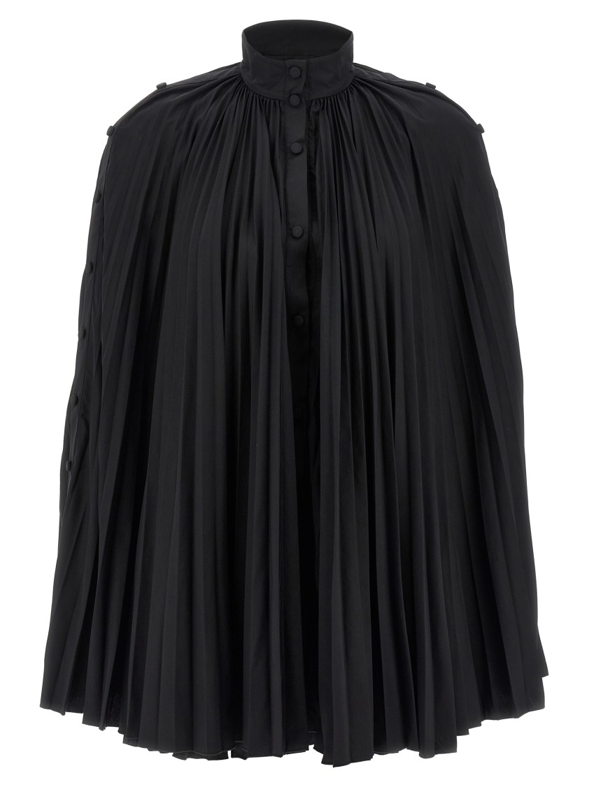 Giovanni Bedin Black Pleated Cape Dress In Black
