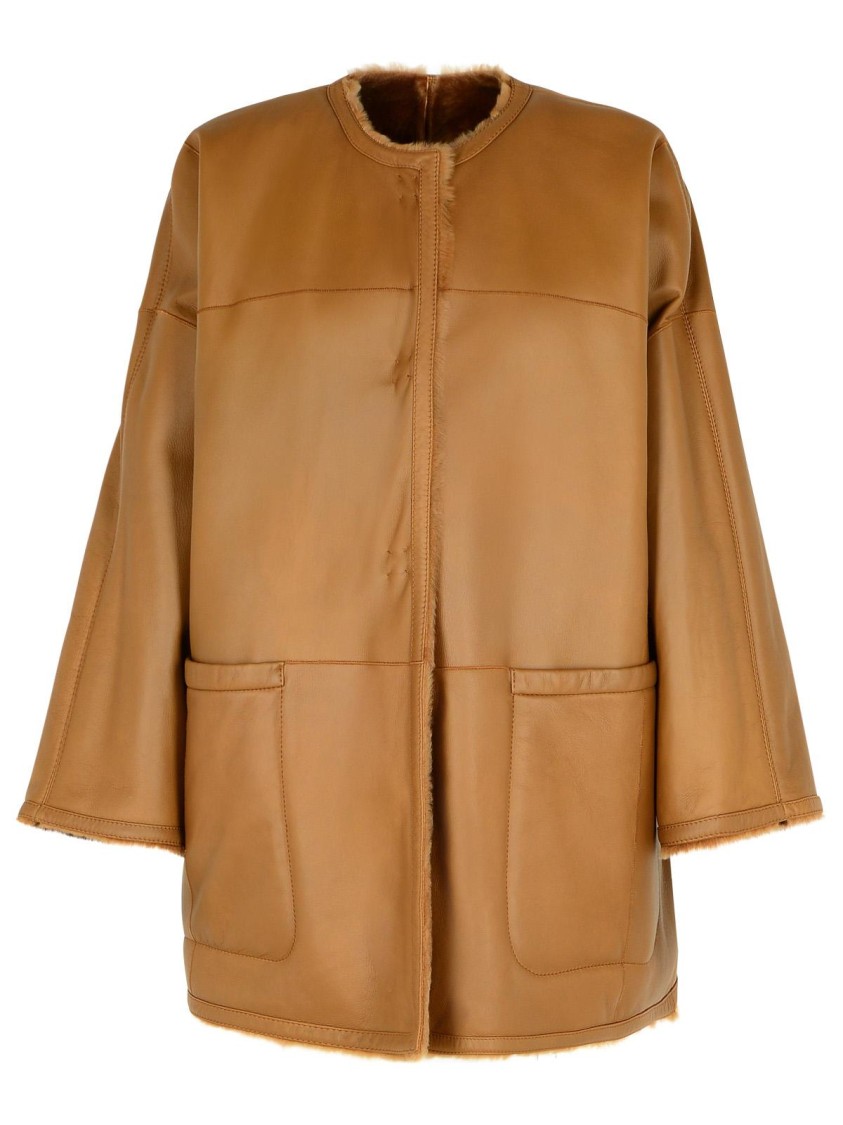 MAX MARA MAX MARA SANTOS' REVERSIBLE BROWN SHEARLING SHEEPSKIN 