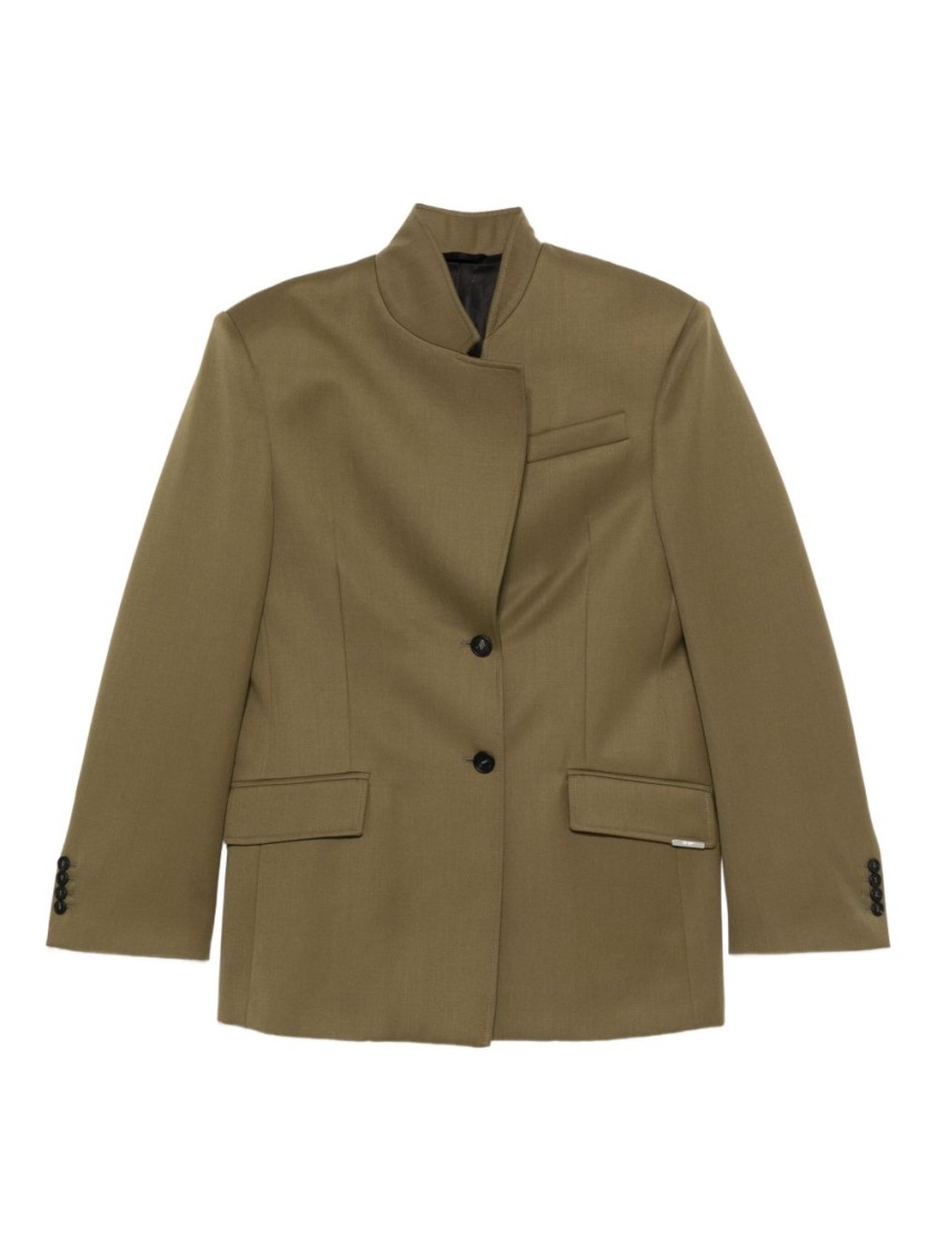 Attico Green Jacket With Asymmetric Closure On The Front In Green