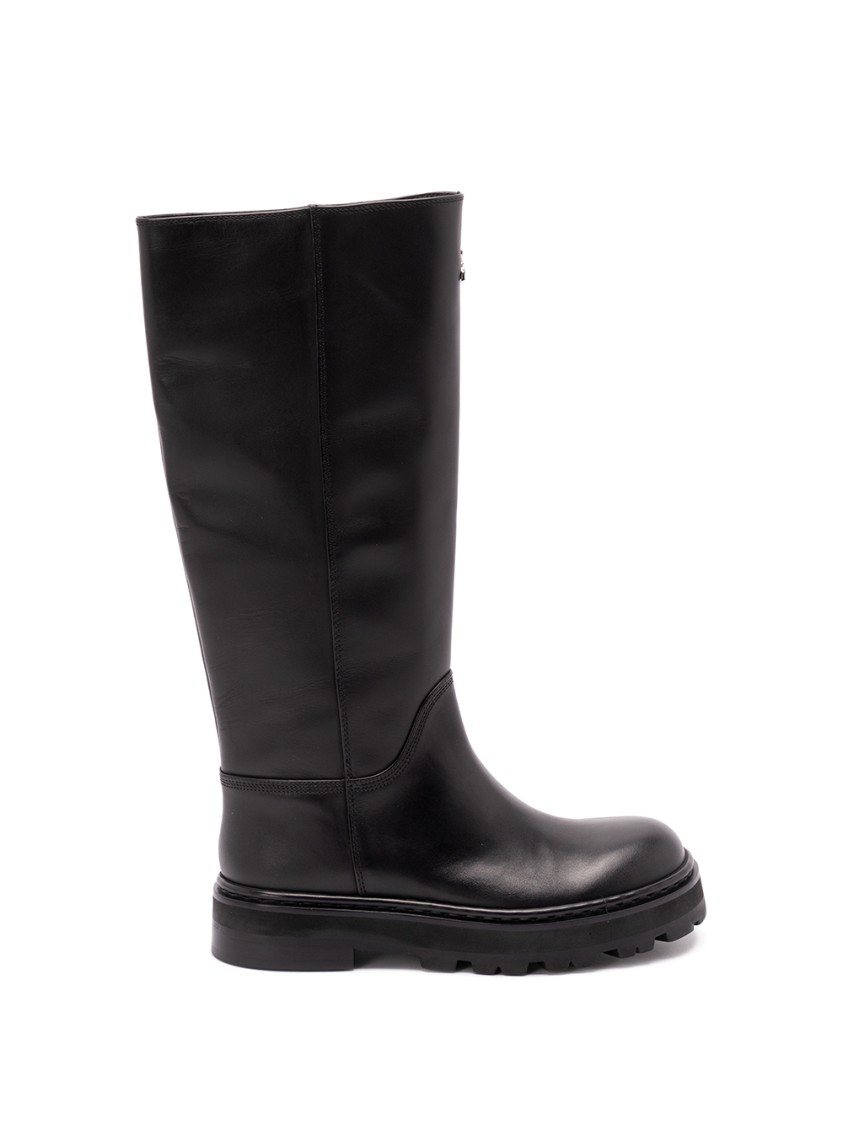 Patrizia Pepe Calf Leather Boots In Black