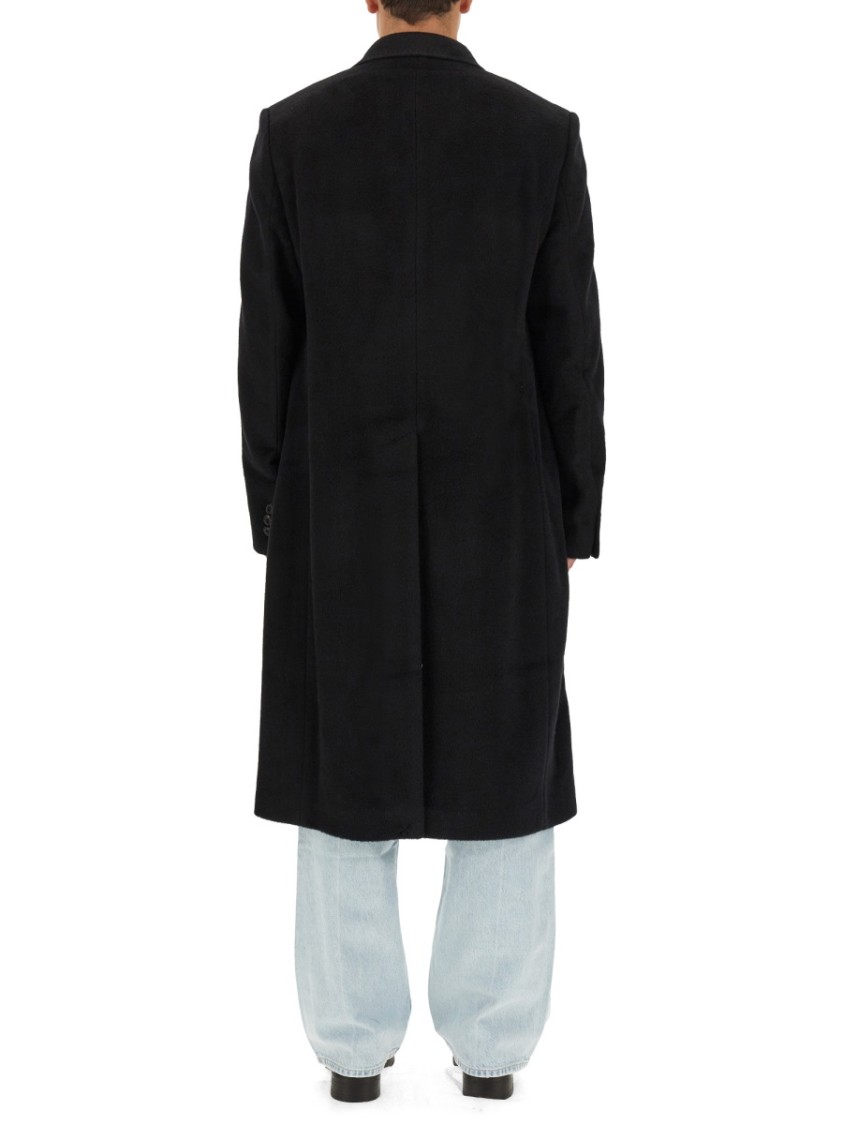 Our Legacy Oversize Double-breasted Coat Notched Lapels In Black