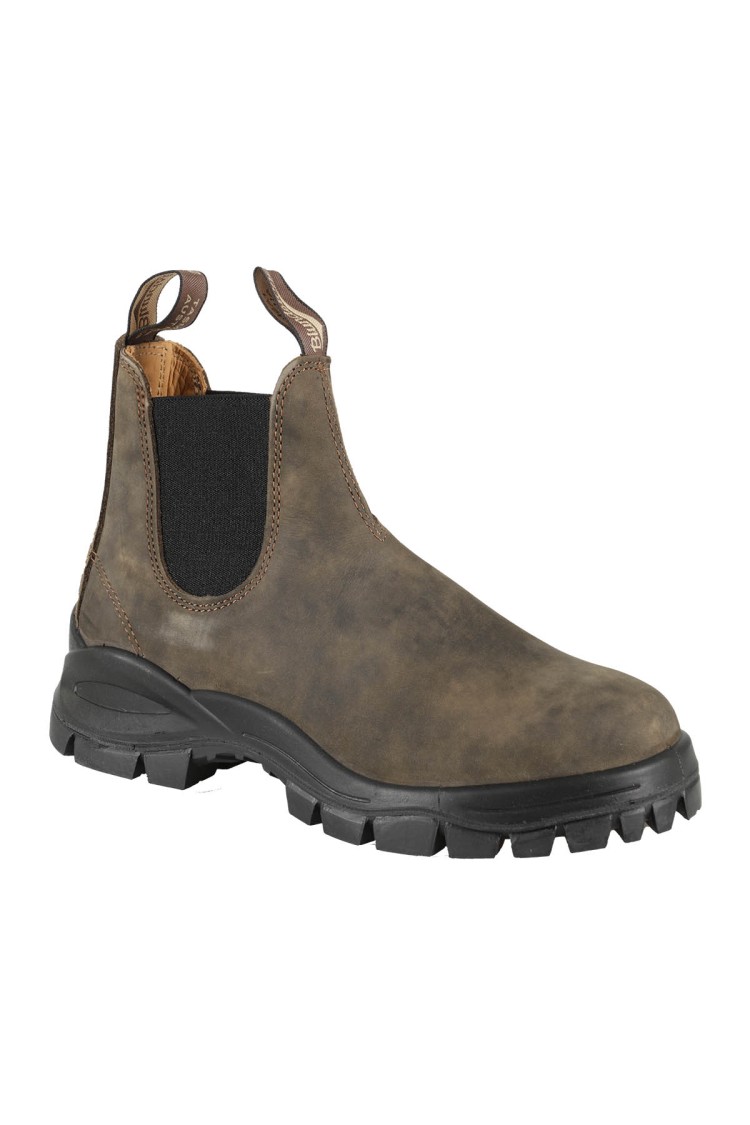 Blundstone High Rubber Sole Brown Leather Boot In Brown