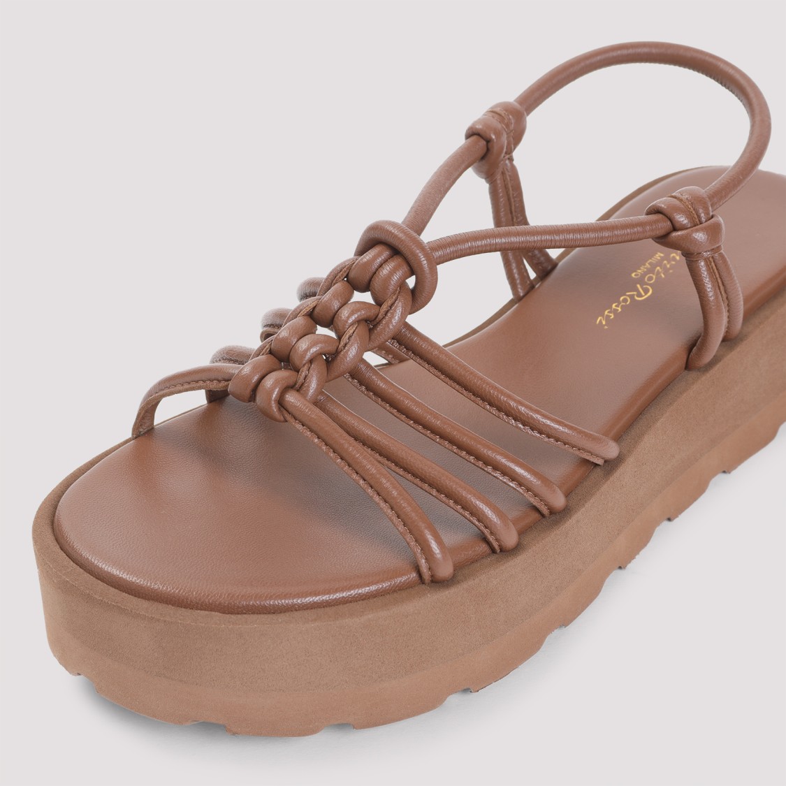 Gianvito Rossi Camel Brown Caged Slingback Sandals In Brown