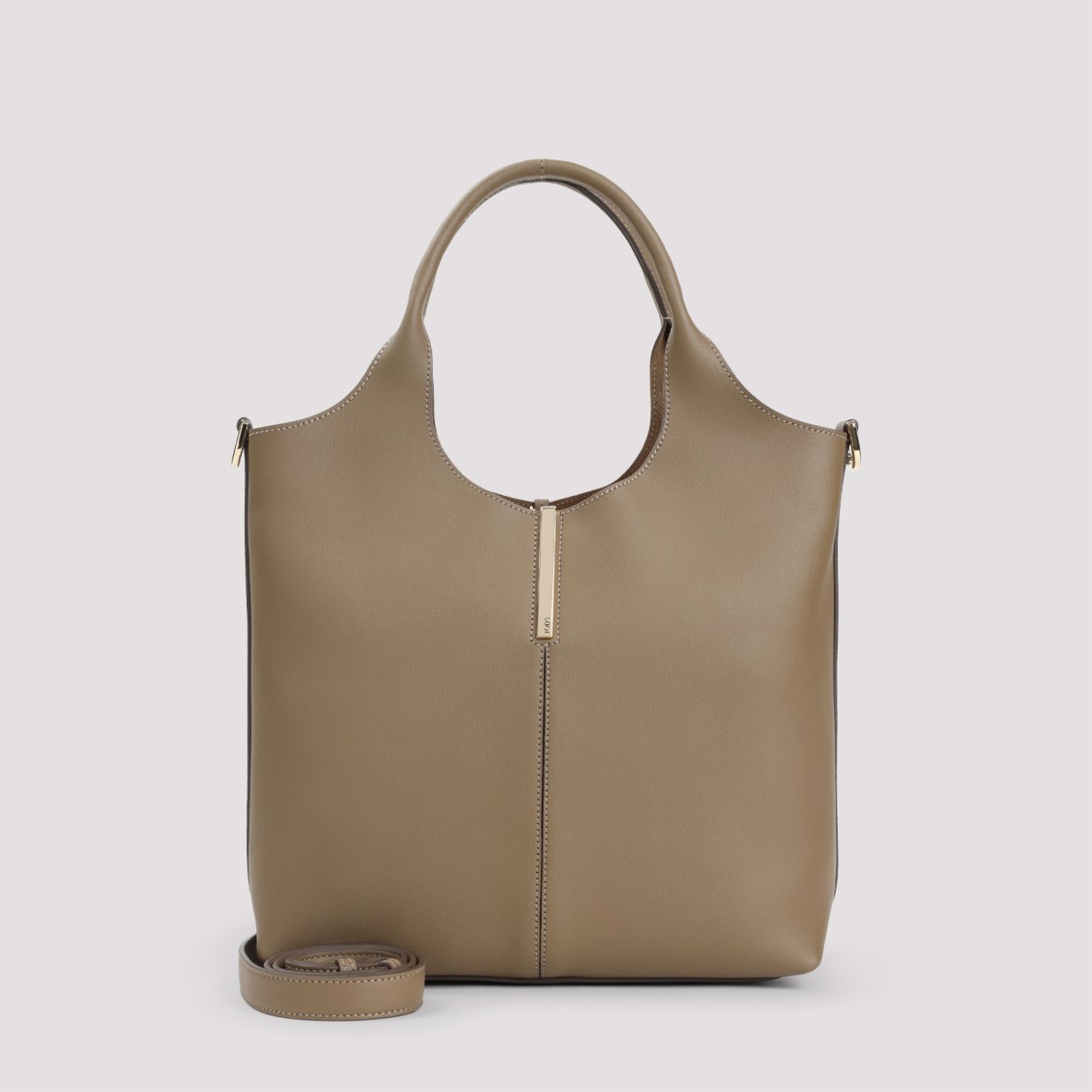 Tod's Structured Shoulder Bag In Smooth Leather In Neutral