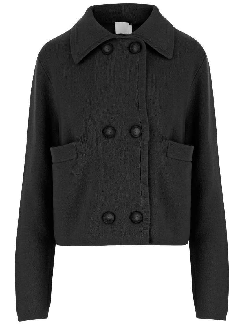 Allude Wool And Cashmere Jacket With Structured Collar And Double-breasted Closure In Black