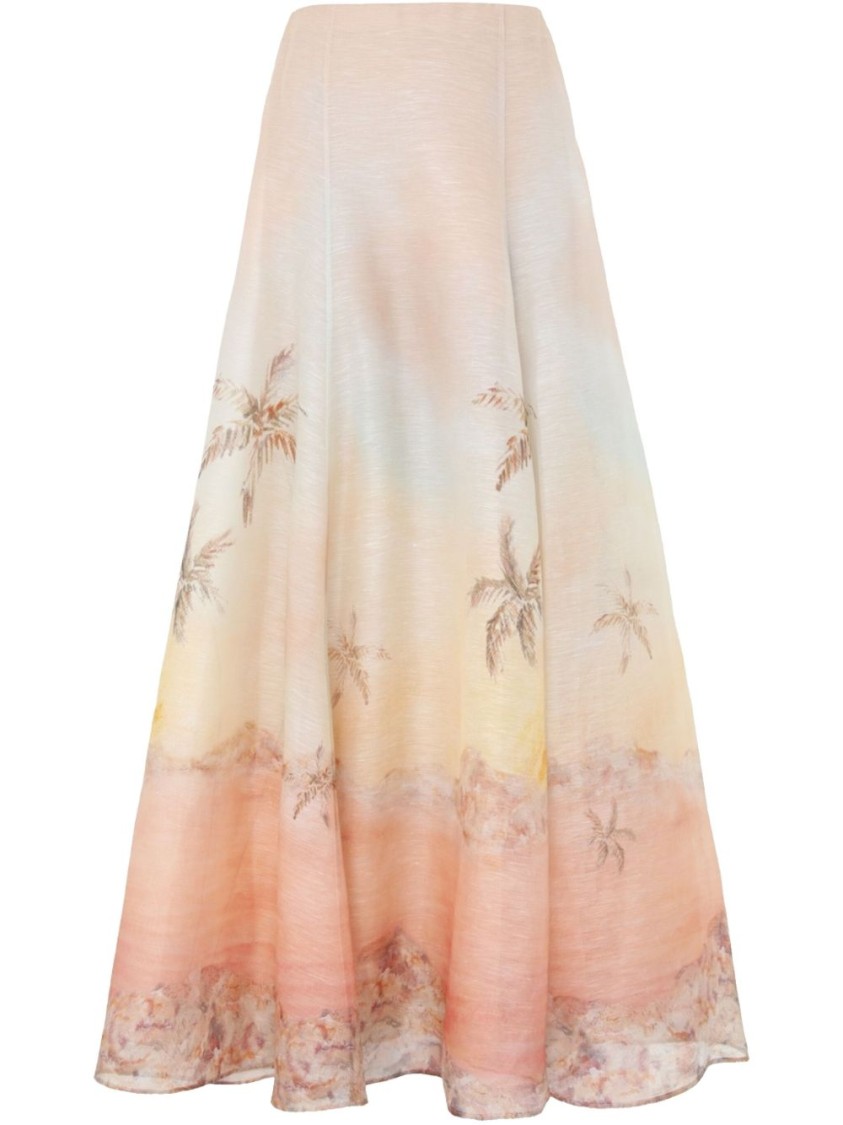 Zimmermann Illuminate Linen And Silk-blend Maxi Skirt In Neutrals