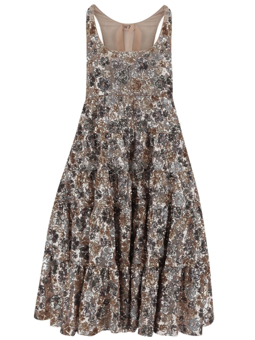 N°21 Dress With Floral Paillettes Pattern In Multi